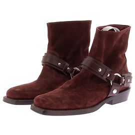 Bottines en daim bordeaux à boucles Paco Rabanne Bordeaux