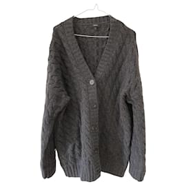 Theory-Theory long-sleeved cable-knit cardigan M-Dark grey