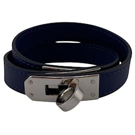 Hermès-Hermes W Kelly Double Tour Bracelet Ankle Bangle-Navy blue