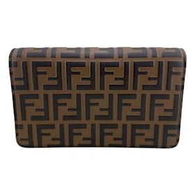 Fendi-Porte-monnaie à chaîne Fendi Zucca-Marron