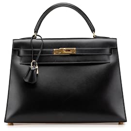 Hermès-Hermès Kelly Sellier 32 en veau noir-Noir