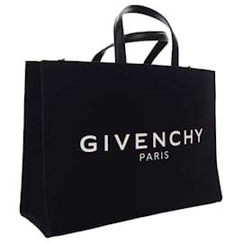 Givenchy-Givenchy Black Medium Canvas G Tote Shopping Bag-Black