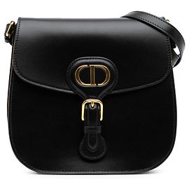 Dior Bobby Frame Flap médio em couro de bezerro preto Preto