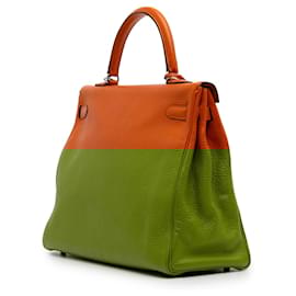 Hermès-Hermès Orange Togo Kelly II Retourne 35-Orange