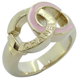 Chanel-Chanel Coco Mark Gold Plated Band Ring-Pink,Golden