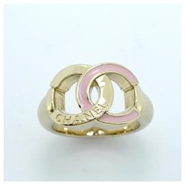 Chanel-Chanel Coco Mark Gold Plated Band Ring-Pink,Golden