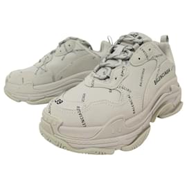 Balenciaga-NINE BALENCIAGA TRIPLE S ALL OVER LOGO 524039 39 SNEAKERS SHOES-Beige