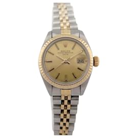 Rolex-VINTAGE MONTRE ROLEX LADY DATE JUBILE 6917 26 MM EN OR & ACIER AUTOMATIQUE WATCH-Argenté