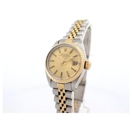 Rolex-VINTAGE MONTRE ROLEX LADY DATE JUBILE 6917 26 MM EN OR & ACIER AUTOMATIQUE WATCH-Argenté