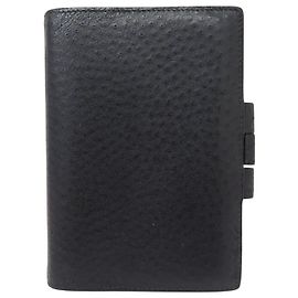 Hermès VINTAGE HERMES SIMPLE PM OSTRICH LEATHER DIARY COVER Black