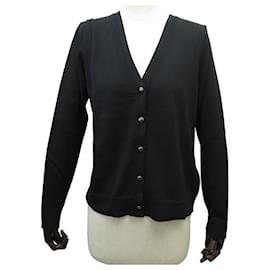 Christian Dior-NINE CHRISTIAN DIOR GILET BEE EMBROIDERY LOGO CD 38 M BLACK WOOL VEST-Black