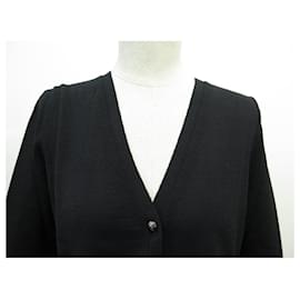 Christian Dior-NINE CHRISTIAN DIOR GILET BEE EMBROIDERY LOGO CD 38 M BLACK WOOL VEST-Black