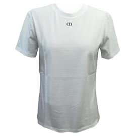Dior-NINE T-SHIRT CHRISTIAN DIOR EMBROIDERY LOGO CD 1U3T09A4490 42 L TEE SHIRT TOP-White