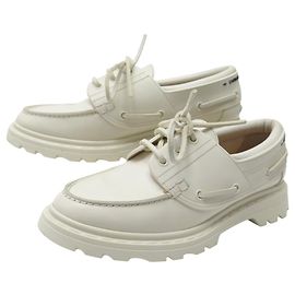 SCHUHE CHRISTIAN DIOR WALKER DECK BOOTS 40 AUS IVORY CREME LEDER Roh