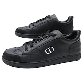 Dior-NINE CHRISTIAN DIOR D-BEE 38 BLACK LEATHER SNEAKERS SHOE-Black
