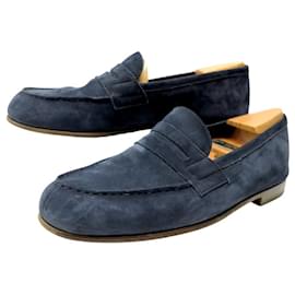 JM Weston-JM WESTON SHOES LOAFERS 281 THE MOC 8.5D 42.5 SUEDE LOAFERS SHOE TREE-Navy blue