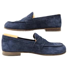 JM Weston-JM WESTON SHOES LOAFERS 281 THE MOC 8.5D 42.5 SUEDE LOAFERS SHOE TREE-Navy blue