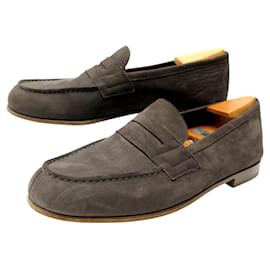 JM Weston-JM WESTON SHOES LOAFERS 281 LE MOC 8.5D 42.5 SUEDE SHOE TREE LOAFERS-Brown