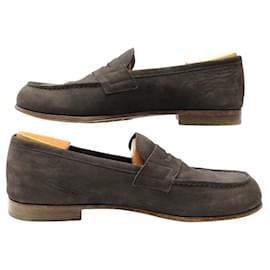 JM Weston-JM WESTON SHOES LOAFERS 281 LE MOC 8.5D 42.5 SUEDE SHOE TREE LOAFERS-Brown