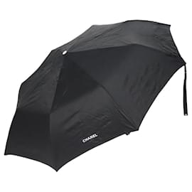 Chanel-Black nylon folding umbrella-Black