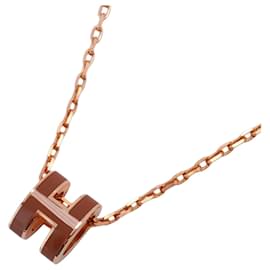 Hermès-Hermes Necklace Pop H GP Plated in Brown and Pink Gold-Brown,Golden