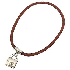 Colar Choker Constance da Hermès Marrom Prata