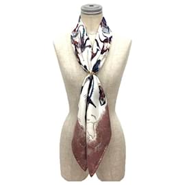 Hermès-Hermes Pink and White Silk Scarf-Pink,White