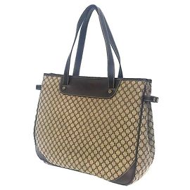 Céline Bolsa Tote Celine em lona Macadam e couro Marrom Bege