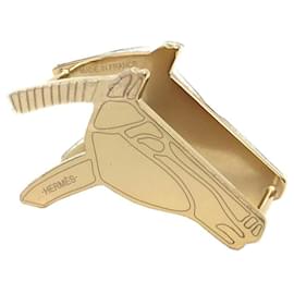 Hermès-Hermes Horse Head Scarf Ring-Golden