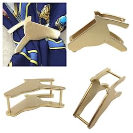 Hermès-Hermes Horse Head Scarf Ring-Golden