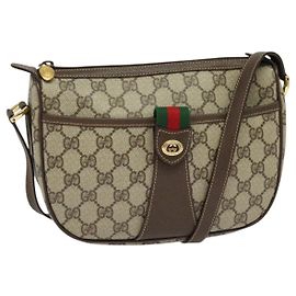 GUCCI GG Supreme Web Borsa Sherry Linea PVC Marrone Oro 89 02 032 Auth 122664 Marrone D'oro