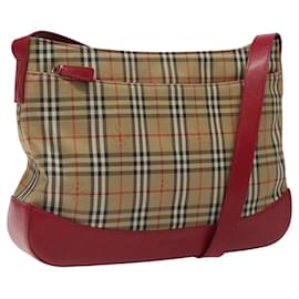 Autre Marque-Burberrys Nova Check Shoulder Bag Canvas Beige Gold Auth 117995-Beige,Golden