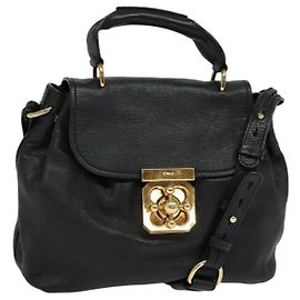 Chloé Borsa a mano in pelle Chloe Elsie 2 vie nera e oro Auth BA1626 Nero D'oro