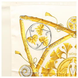 Hermès-HERMES Carre 90 Scarf ""DAIMYO PRINCES DU SOLEIL LEVANT"" Silk White Auth ki5700-White