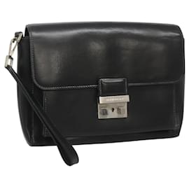 Givenchy-GIVENCHY Clutch Bag Leather Black Auth bs25233-Black