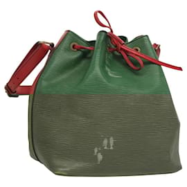 Louis Vuitton-LOUIS VUITTON Epi Petit Noe Shoulder Bag Bicolor Green Red M44147 LV Auth BA1652-Red,Green