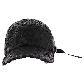Cappellino Chanel con paillettes nere Nero