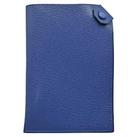 Hermès-Porte-passeport Hermes Tarmac PM en cuir chèvre bleu-Bleu