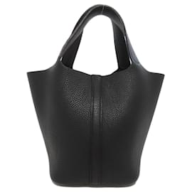 Hermès-Sac à main Hermes Picotin PM-Noir
