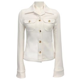 Courreges Courrèges weiße Twill-Einreiher-Truckerjacke Weiß