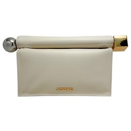 Jacquemus Light Ivory Leather La Petite Pochette Rond Carre Bag Cream