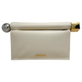 Jacquemus-Jacquemus Light Ivory Leather La Petite Pochette Rond Carre Bag-Cream