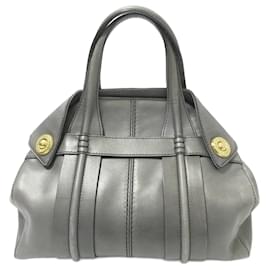 Tod's-Tod's Gray Leather Handbag-Brown