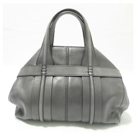 Tod's-Tod's Gray Leather Handbag-Brown