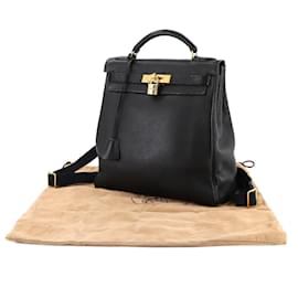 Hermès-Sac à dos Hermes Kelly Ad GM-Noir