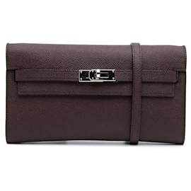Hermès-Portefeuille Hermès Kelly To Go en Epsom rouge-Rouge,Bordeaux