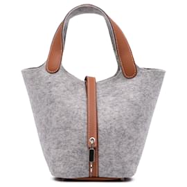 Hermès-Hermès Picotin Lock 18 en feutre gris et Swift-Autre