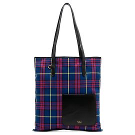 Mulberry Blue Plaid Canvas Tote Blue Dark blue