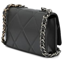 Chanel-Chanel Gray Quilted Lambskin 19 Wallet on Chain-Brown,Dark grey