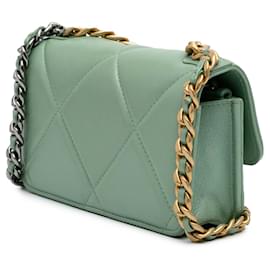 Chanel-Chanel Green Quilted Lambskin 19 Wallet on Chain-Green,Light green